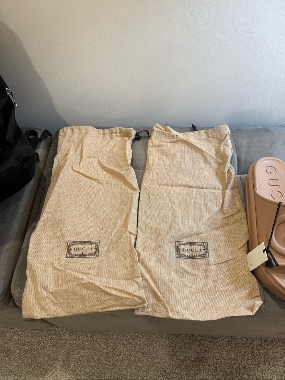 Gucci Vintage Camel GG Logo Rubber Slide Sandals - Picture 3 of 16